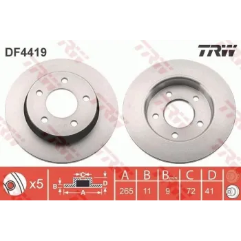 Mazda 3 1.6 2003-2013 Arka Fren Diski 265MM - TRW (TAKIM)