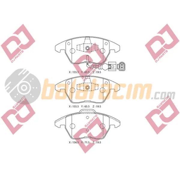 Audi A3 (8P1, 8P7, 8PA) Ön Fren Balatası DJ PARTS - BP1909