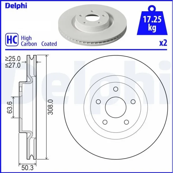 Ford Kuga 1.5 EcoBoost 2022- Ön Fren Diski - DELPHI (1 ADET)