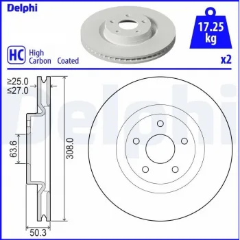 Ford Kuga 1.5 EcoBoost 2022- Ön Fren Diski - DELPHI (1 ADET)