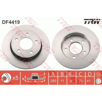 Mazda 3 1.6 2003-2013 Arka Fren Diski 265MM - TRW (TAKIM)