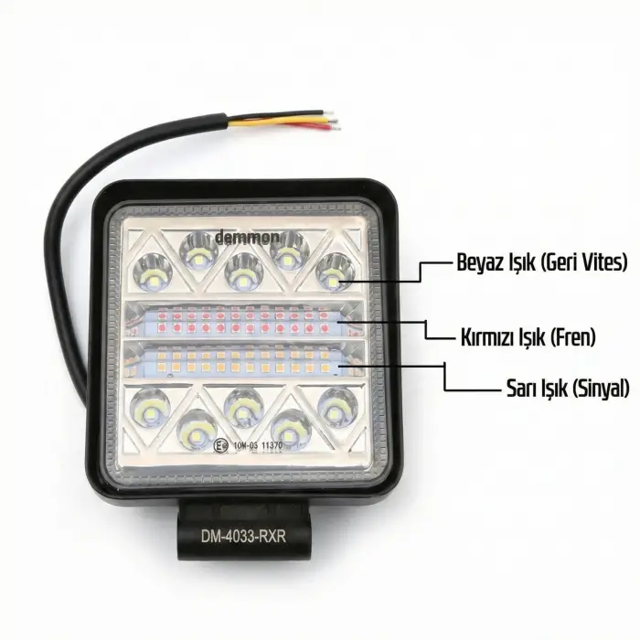 DEMMON KARE BEYAZ SARI KIRMIZI LED