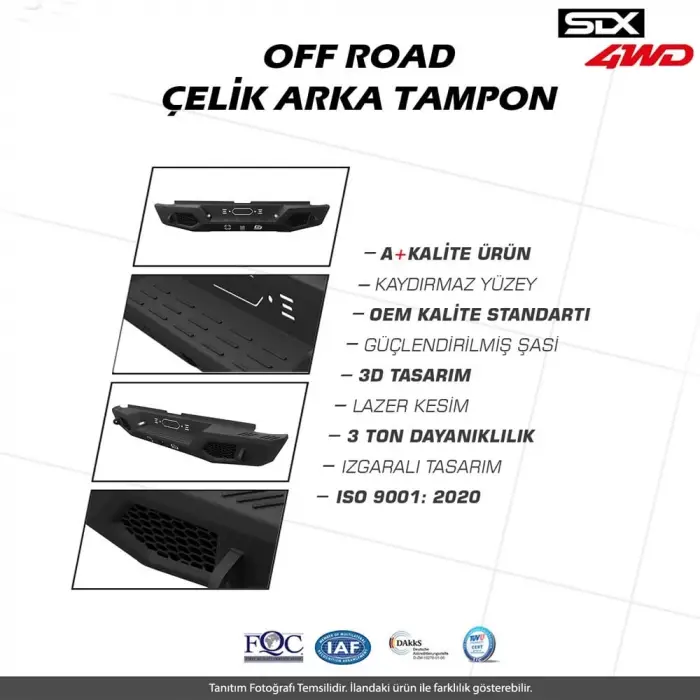 TOYOTA HİLUX REVO 2015+ ARKA DEMİR TAMPON IZGARALI SDX