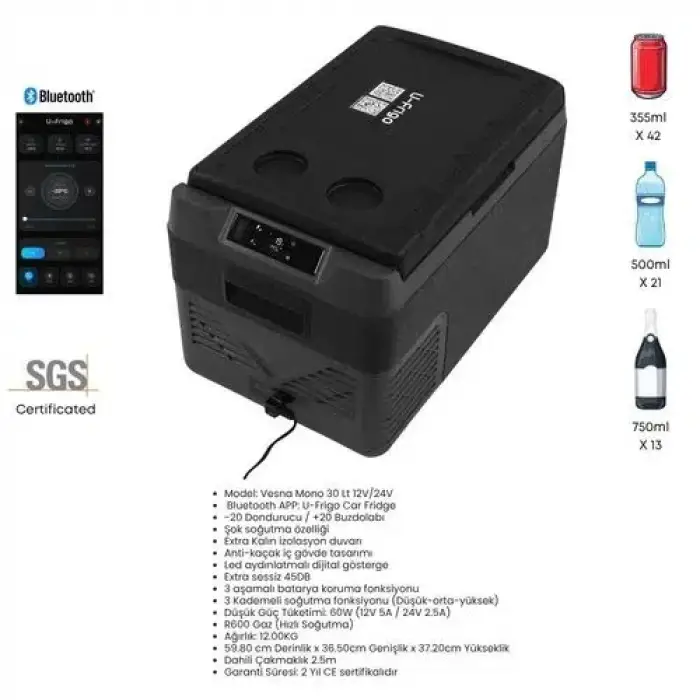 U-Frigo Oto Buzdolabı Vesna Mono 30Lt 12V/24V