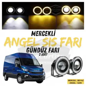 ÜNIVERSAL MERCEKLI ANGEL SIS FARI METAL 76 MM SARI HALKALI GÜNDÜZ FARI 2 ADET