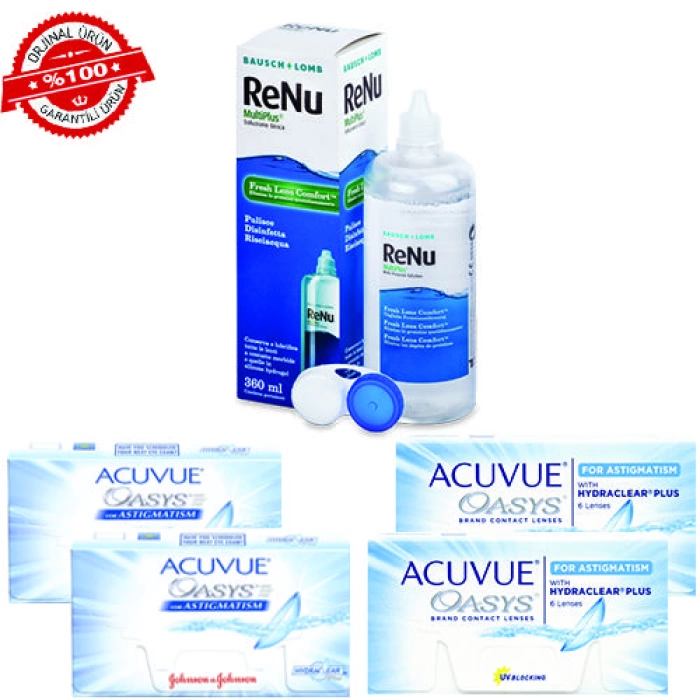 2 Acuvue Oasys + 2 Acuvue Oasys for Astigmatism + Solüsyon Hediye