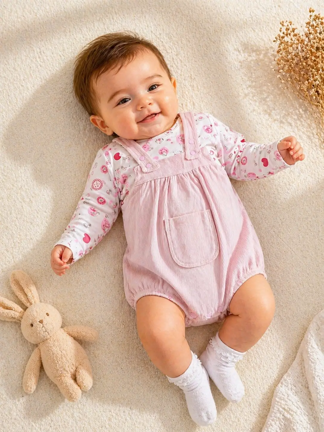 Kaşkorse Uzun Kol Askılı 2li Kız Salopet Tulum