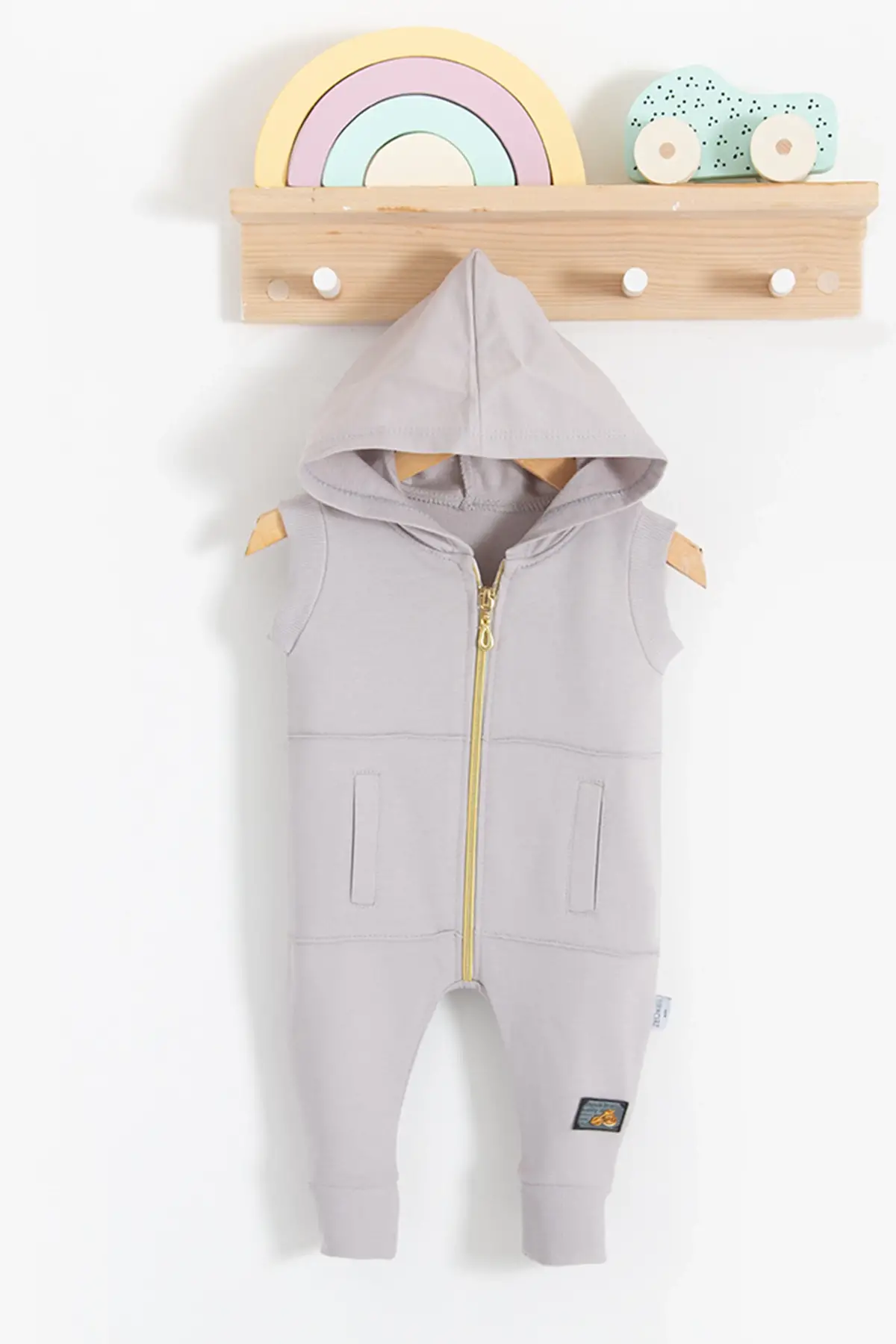 Cepli Kısa Kol Fermuarlı % 100 Pamuk Erkek Bebek Tulumu