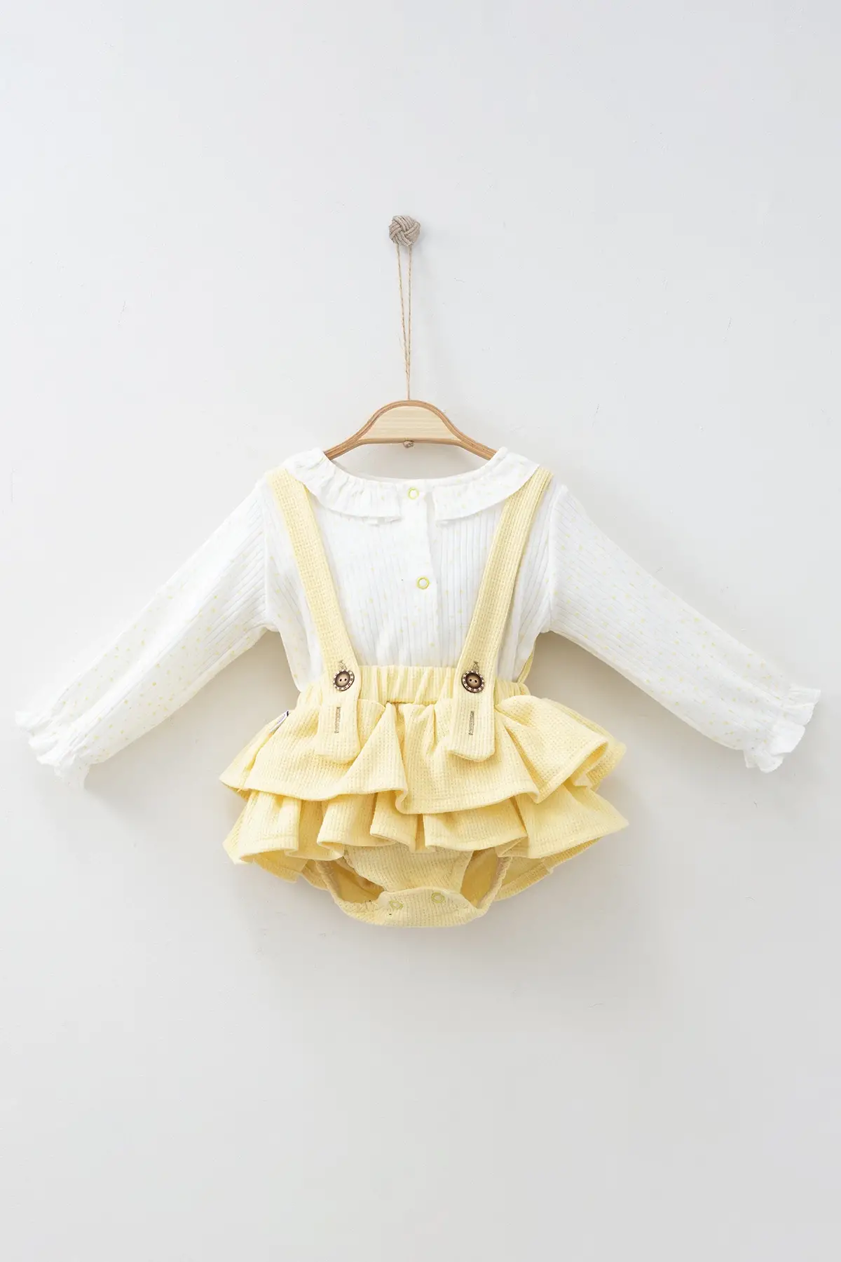 Fırfır Etekli Askılı 2li Kız Bebek Takım