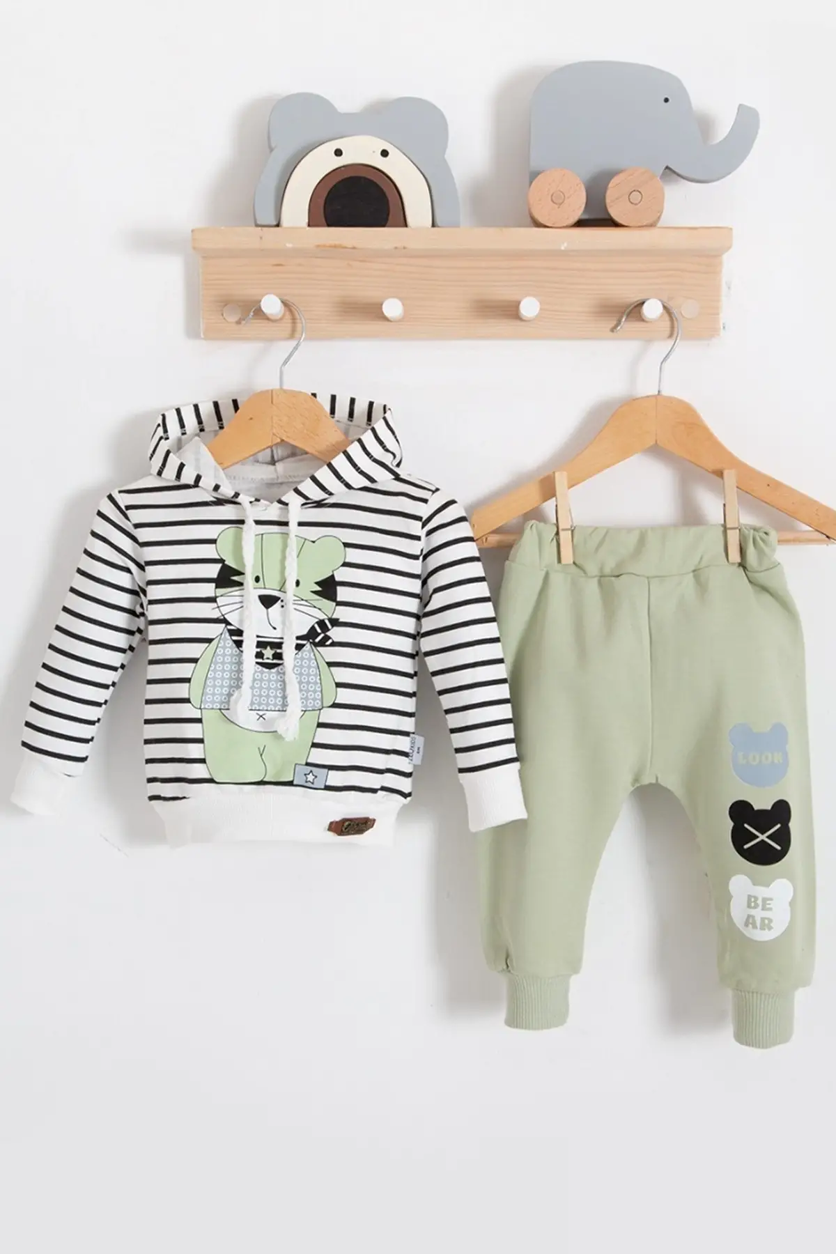 Look Bear 2li Kapişonlu Erkek Bebek Takım