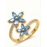 Mikro Taşlı Mavi Kardelen Çiçeği Gümüş Yüzük - Altın
