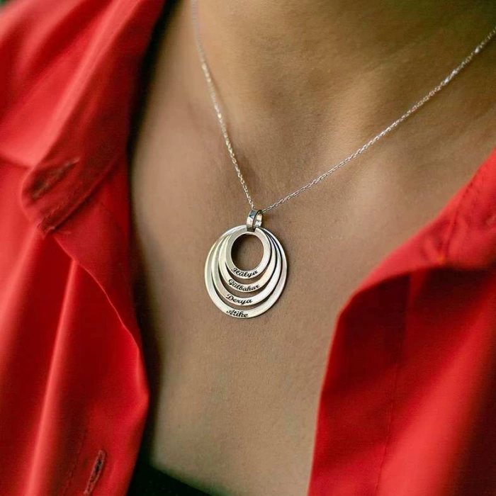 4 Lü Halka Kolye - Rose