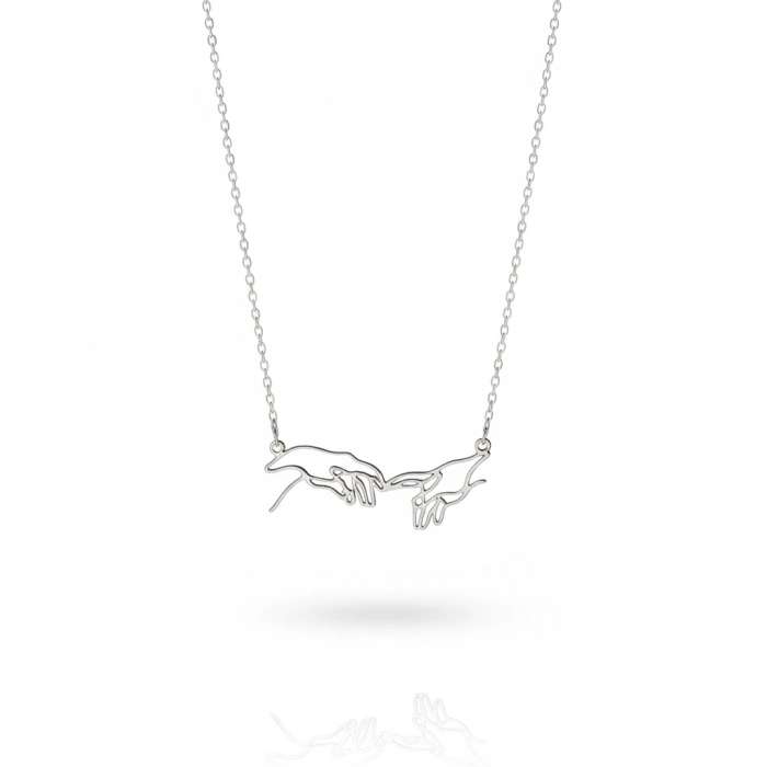 Buluşan Eller Gümüş Kolye - Gümüş