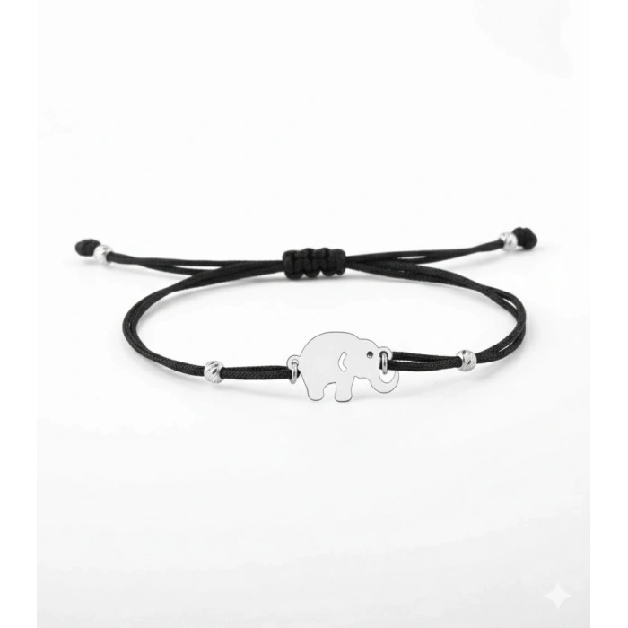 Fil İpli Gümüş Bileklik - Gümüş