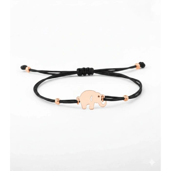 Fil İpli Gümüş Bileklik - Rose