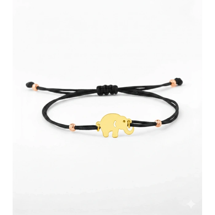 Fil İpli Gümüş Bileklik - Altın