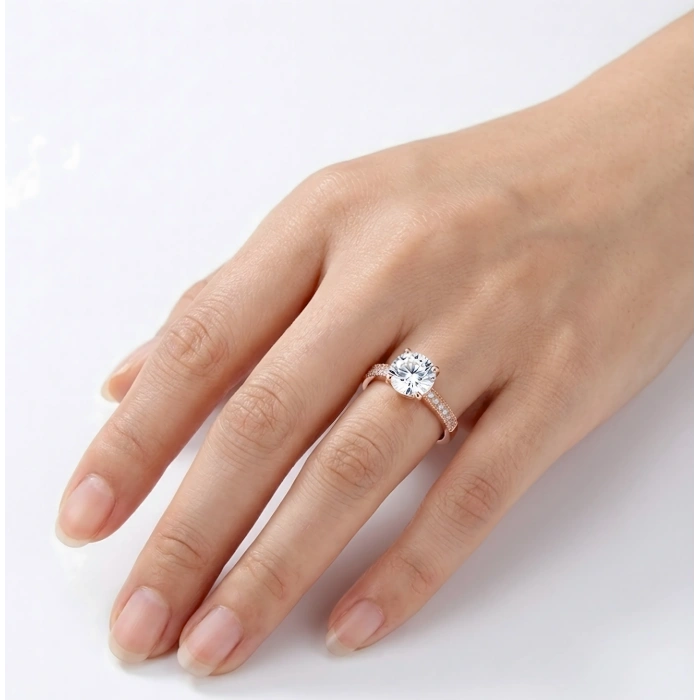 Dört Tırnak Tek Taşlı Gümüş Yüzük - Altın