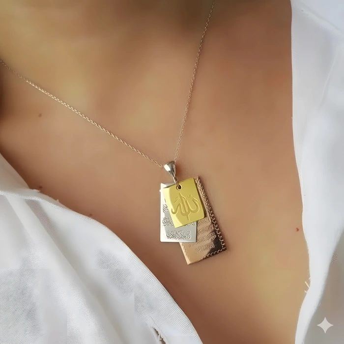 925 Ayar Gümüş Ayetel Kürsi Nazar Duası Allah Lafzı Kolye - Gümüş