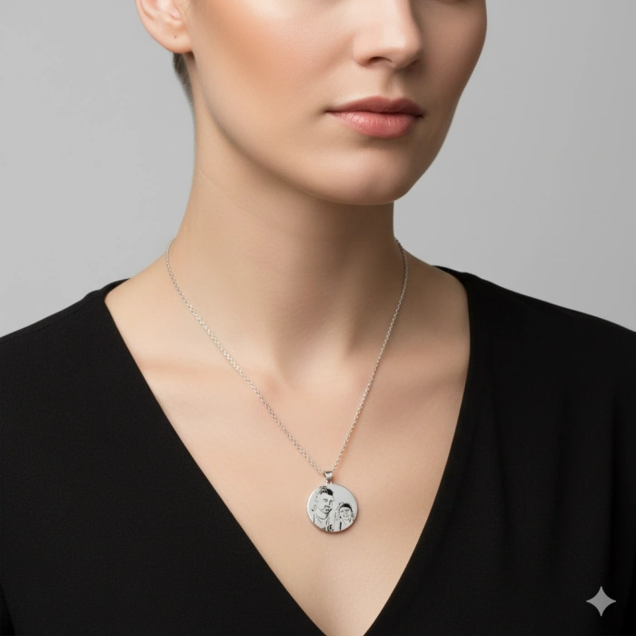 925 Ayar Resimli Gümüş Kolye