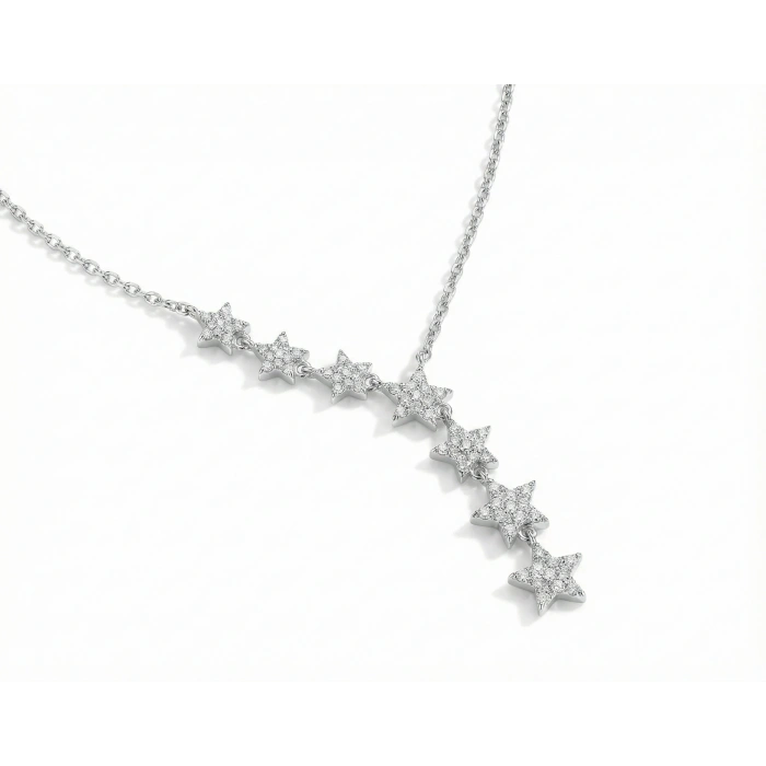 925 Ayar Gümüş Yıldızlar Kolye - Rose