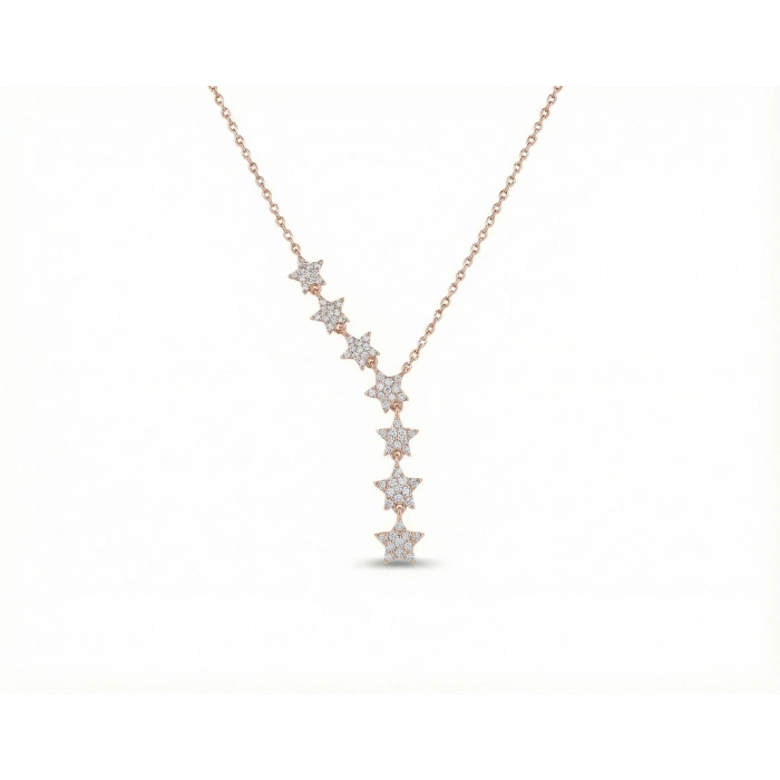 925 Ayar Gümüş Yıldızlar Kolye - Rose