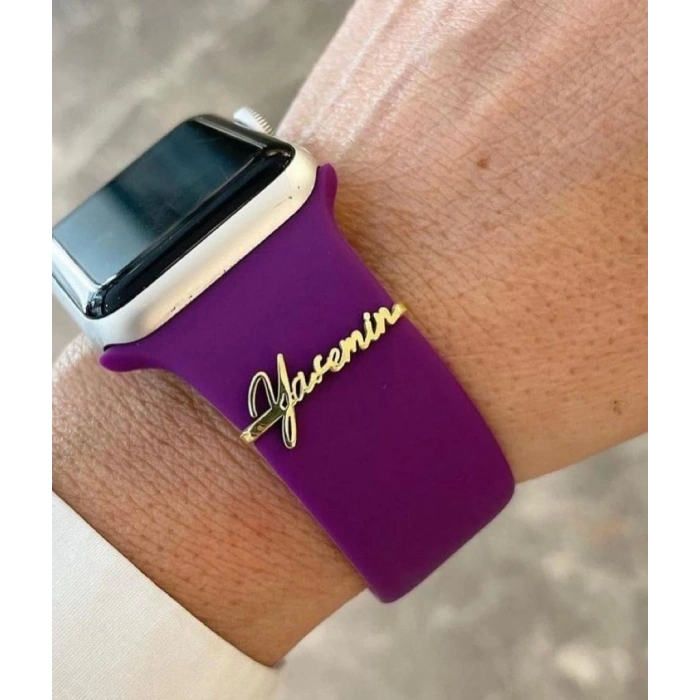 Apple Watch Uyumlu Gümüş Saat Isimlik