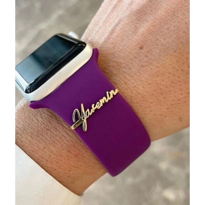 Apple Watch Uyumlu Gümüş Saat Isimlik