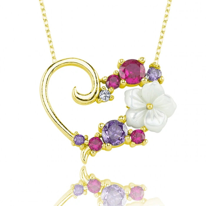 Aşk Senfonisi Manolya Çiçeği Flowers Gümüş Kolye - Gümüş