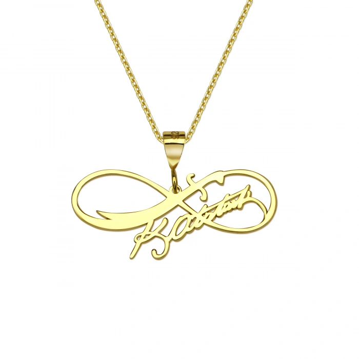 Atatürk İmzalı Zülfikar Sonsuzluk Gümüş Kolye - Altın