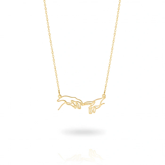 Buluşan Eller Gümüş Kolye - Altın