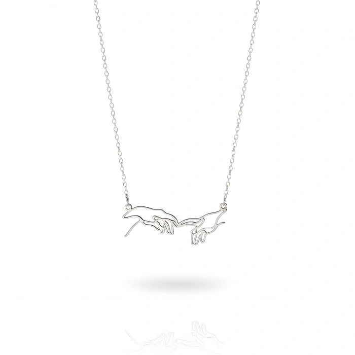 Buluşan Eller Gümüş Kolye - Gümüş