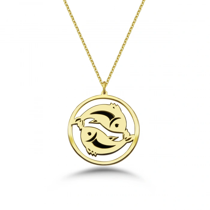 Çember Balık Burcu Gümüş Kolye - Altın