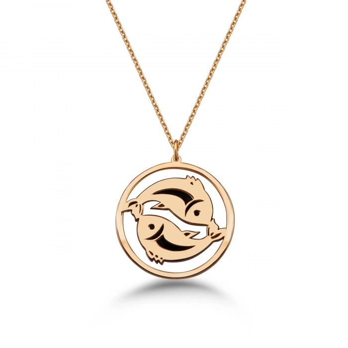 Çember Balık Burcu Gümüş Kolye - Rose