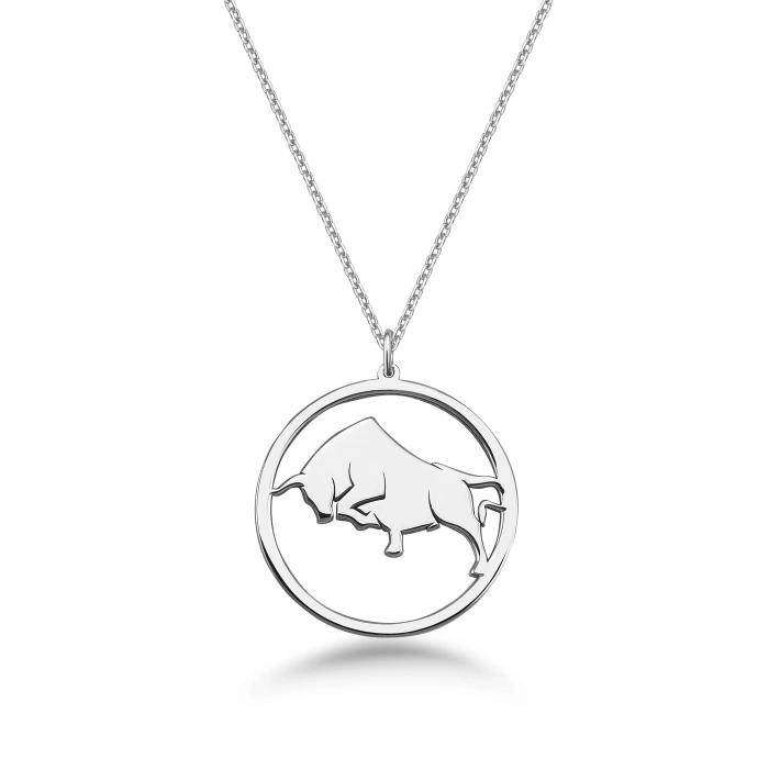 Çember Boğa Burcu Gümüş Kolye - Gümüş