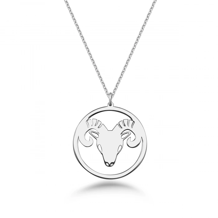 Çember Koç Burcu Gümüş Kolye - Gümüş