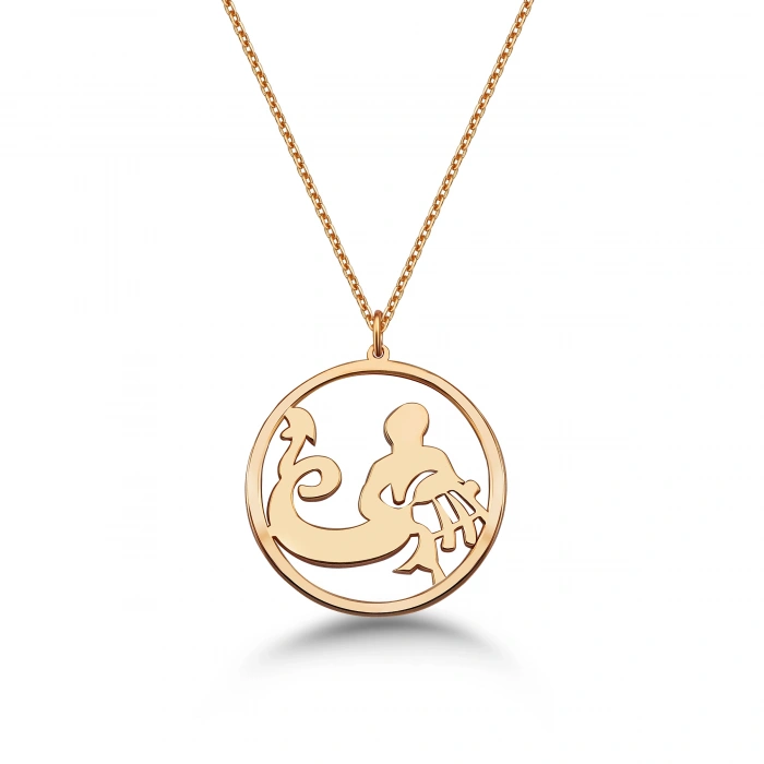 Çember Kova Burcu Gümüş Kolye