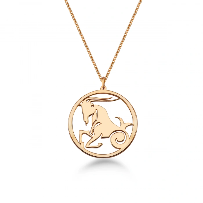 Çember Oğlak Burcu Gümüş Kolye - Rose