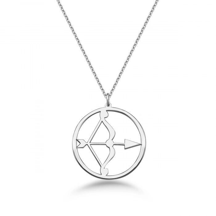 Çember Yay Burcu Gümüş Kolye - Gümüş