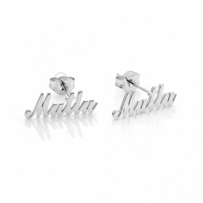 Çivili İsim Küpe - Gümüş