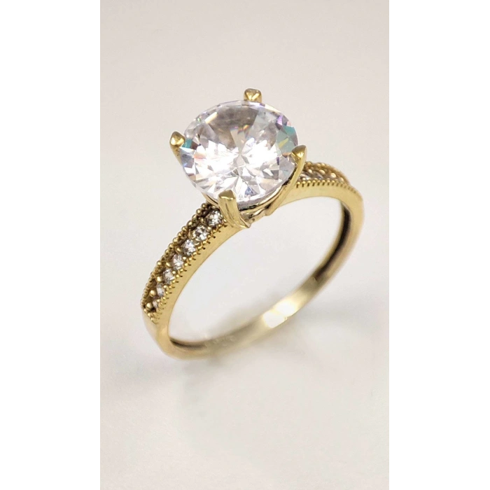 Dört Tırnak Tek Taşlı Gümüş Yüzük - Altın