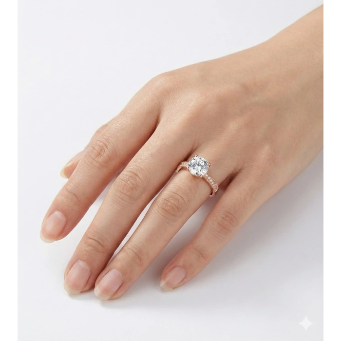 Dört Tırnak Tek Taşlı Gümüş Yüzük - Altın