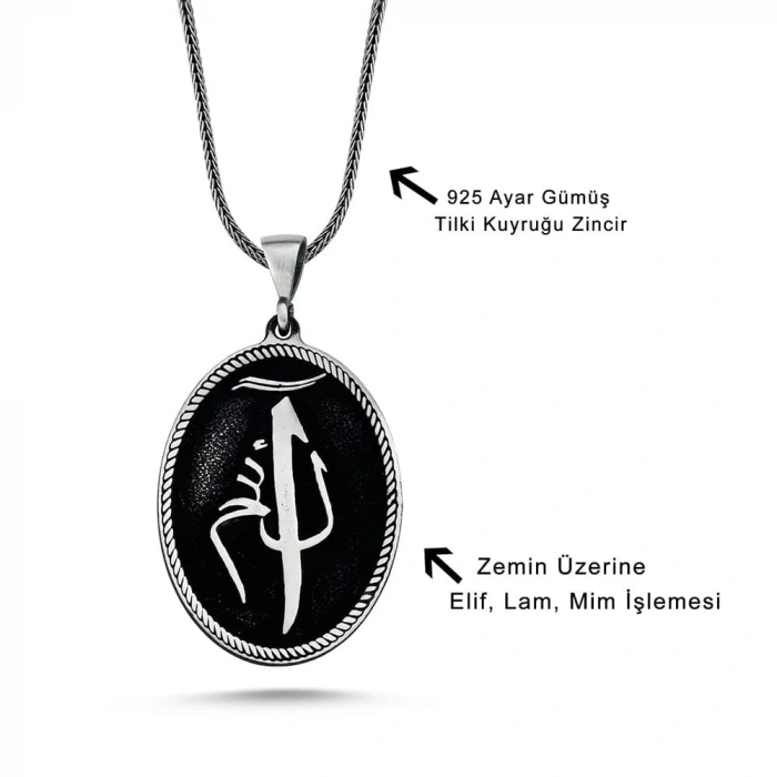Elif Lam Mim Gümüş Kolye