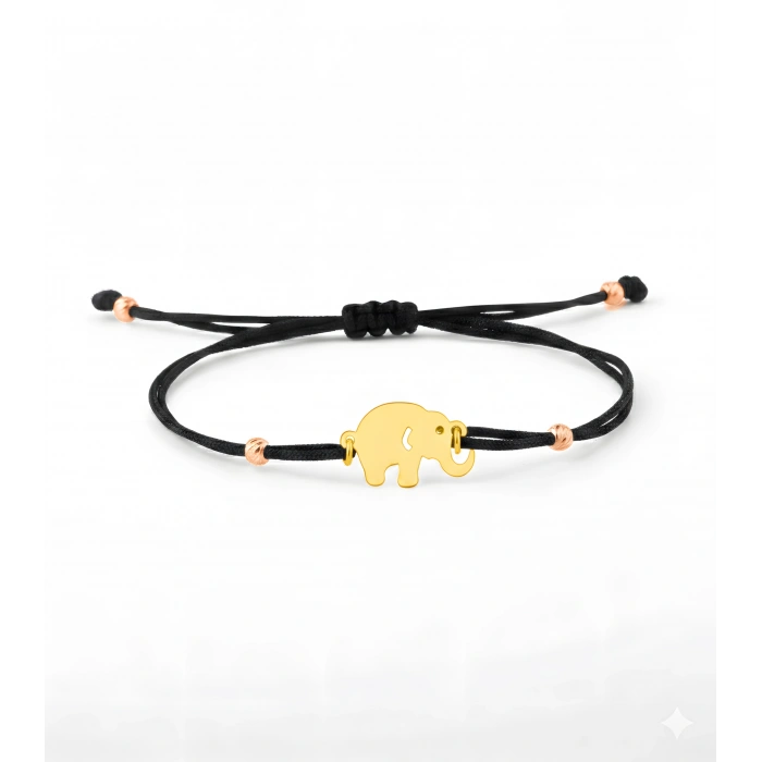 Fil İpli Gümüş Bileklik - Altın