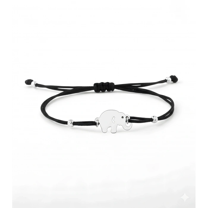 Fil İpli Gümüş Bileklik - Gümüş