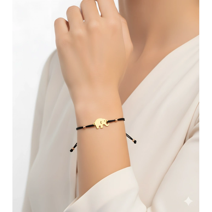 Fil İpli Gümüş Bileklik - Rose