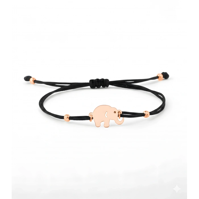 Fil İpli Gümüş Bileklik - Rose