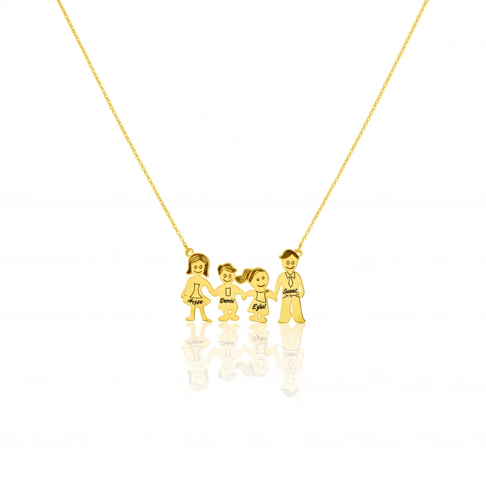 Gümüş Aile Kolyesi - Altın