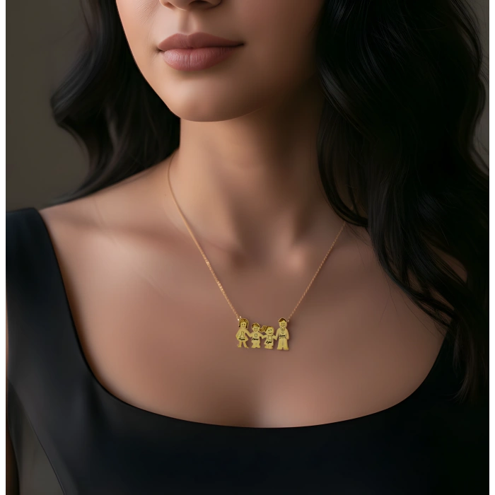 Gümüş Aile Kolyesi - Rose