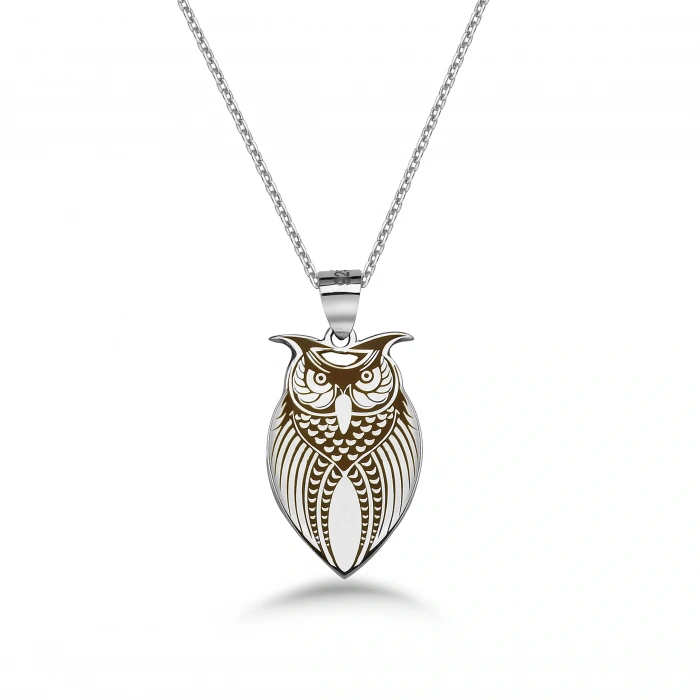 Gümüş Baykuş Kolye - Gümüş