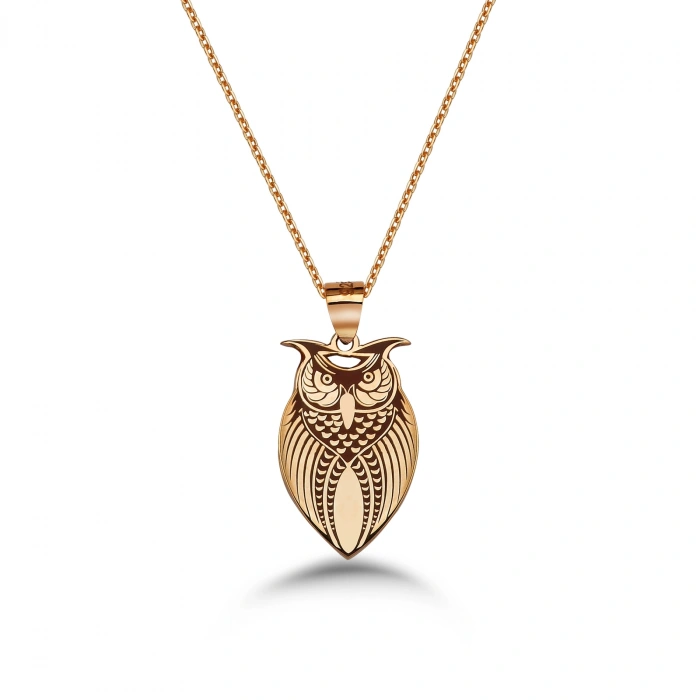 Gümüş Baykuş Kolye - Rose